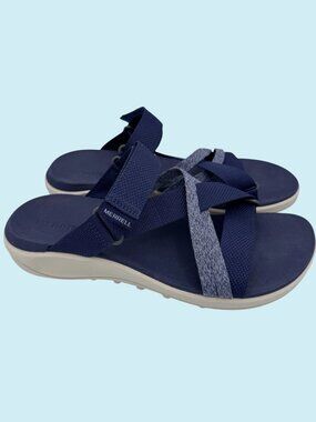 Merrell District 4 Post Mendi Sandals Women's Size 11 Navy Sea Blue Slip On Hik